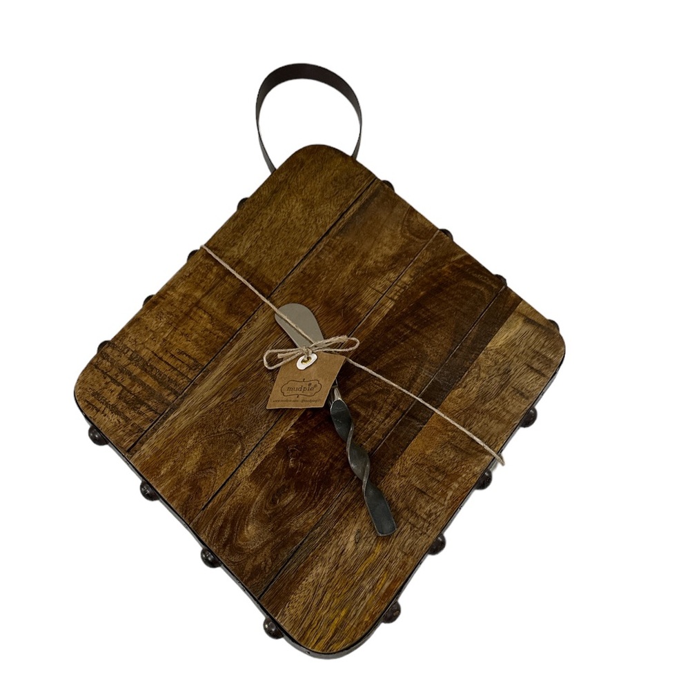 NEW Mud Pie DIAMOND WOOD METAL BEAD BOARD with Spreader